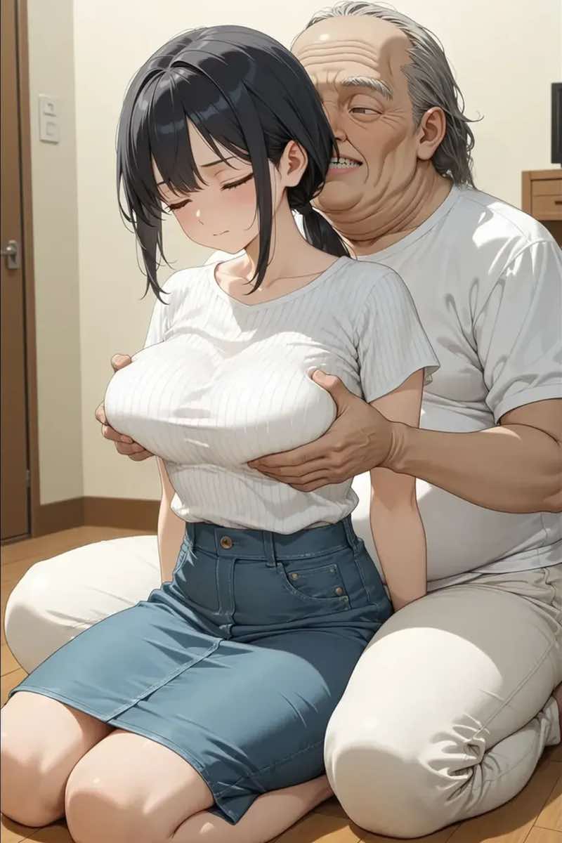 【イラスト版】弱みを握られた巨乳人妻は、旦那の知らない所で、キモい義父に身体を弄ばれ寝取られる。 試し読み16